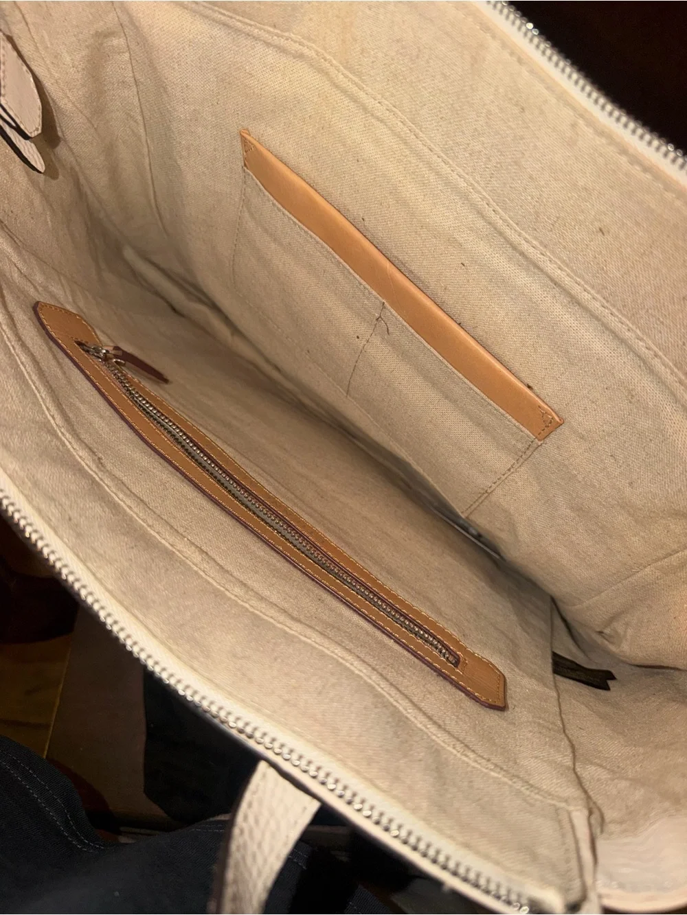 Men's Tan Leather-Trim Tote Bag - Unbranded